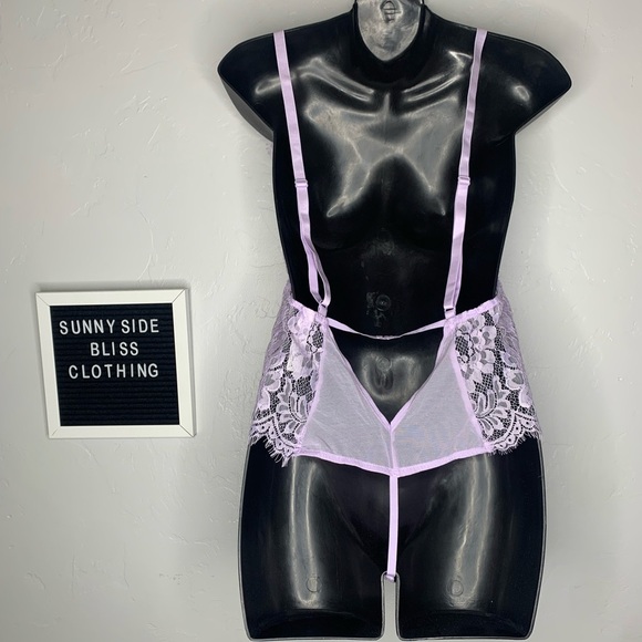 Adore Me Light Purple Lace Deep V Teddy One Piece Lingerie Size Large - Picture 6 of 13